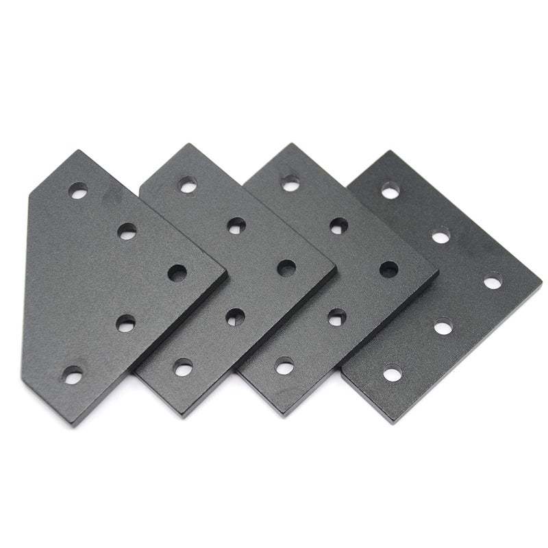 Befenybay 4PCS/Set Corner Bracket Plate with 20PCS M5x8mm Screws and 20PCS M5 T Nuts, 5-Hole Tee Outside Joining Plate for 2020 Series Aluminum Profile 3D Printer Frame (Black L-4 with Screw) - Image 3